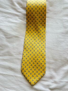 Salvador Ferragamo Yellow frog Patterned Men's Tie